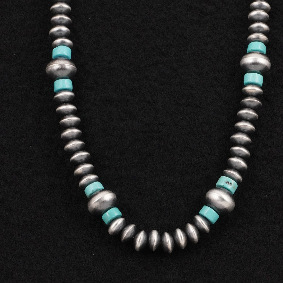 Crystal Haley Turquoise & Sterling Silver Navajo Pearl Necklace 18"