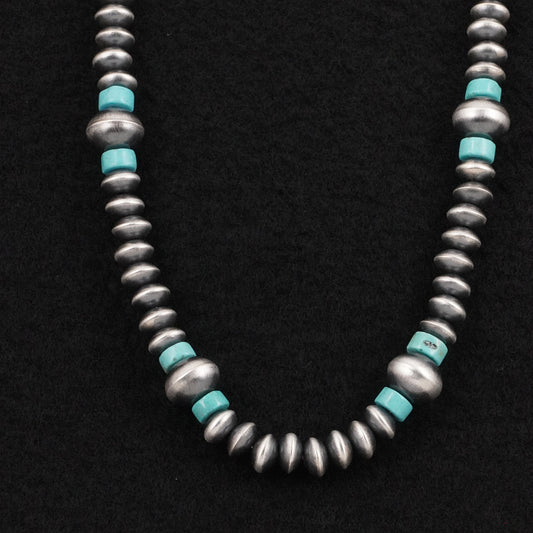 Crystal Haley Turquoise & Sterling Silver Navajo Pearl Necklace 18"