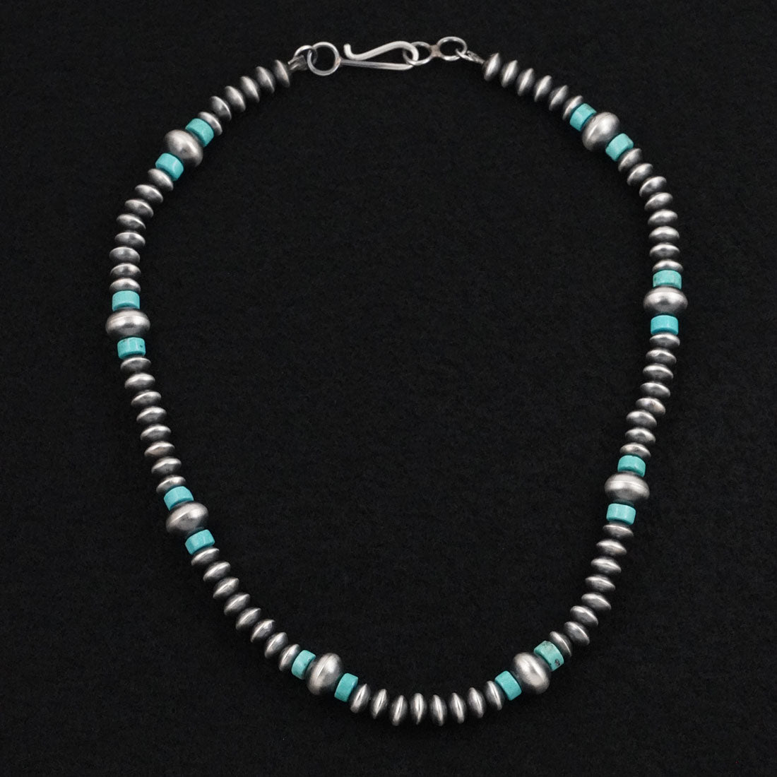 Crystal Haley Turquoise & Sterling Silver Navajo Pearl Necklace 18"
