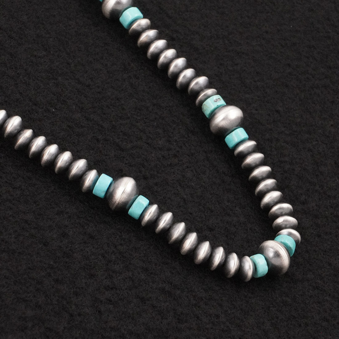 Crystal Haley Turquoise & Sterling Silver Navajo Pearl Necklace 18"