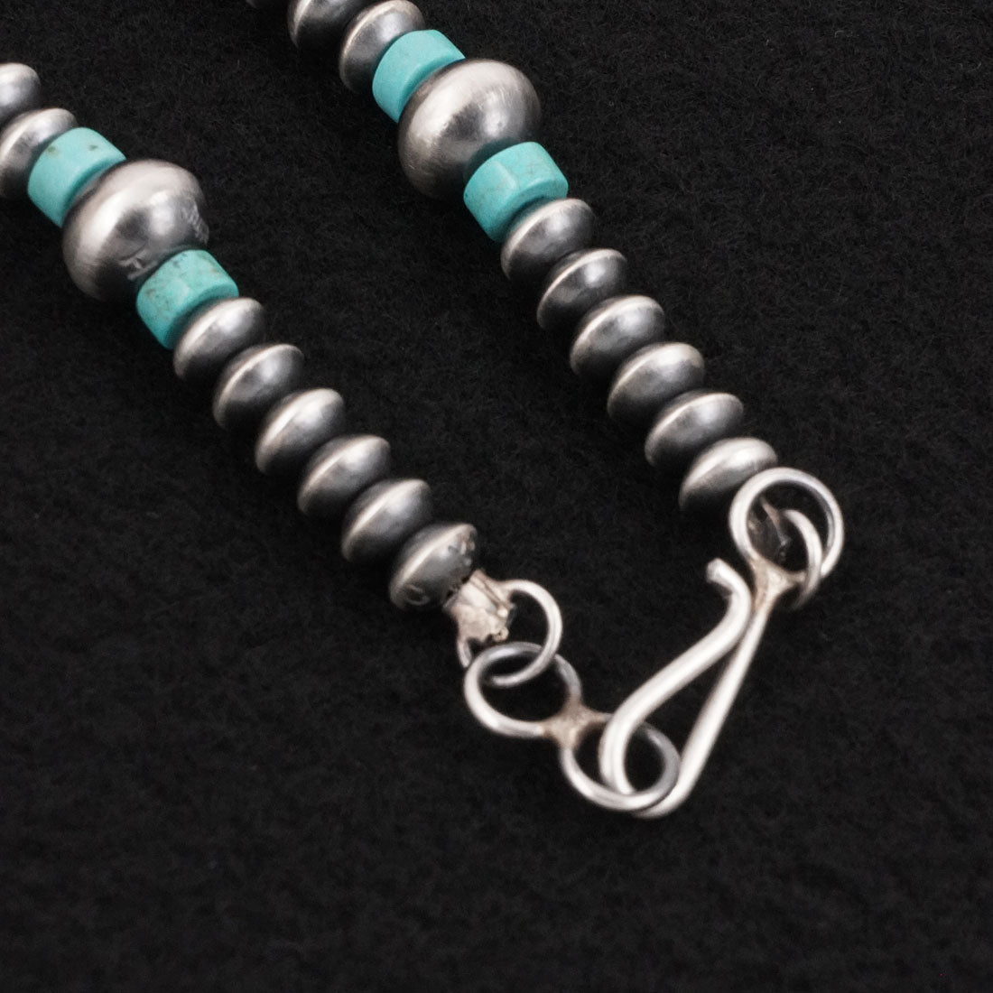 Crystal Haley Turquoise & Sterling Silver Navajo Pearl Necklace 18"