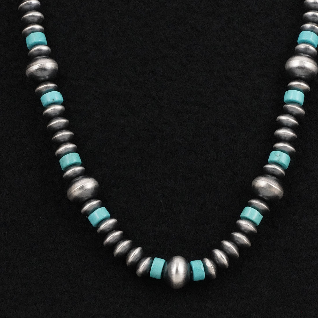 Crystal Haley Turquoise & Sterling Silver Navajo Pearl Necklace 20"
