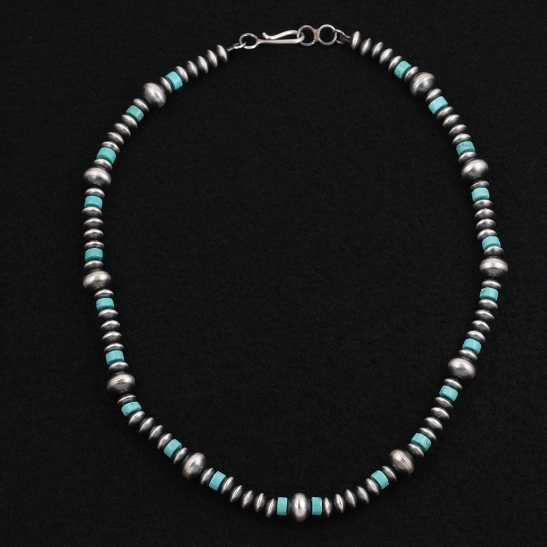 Crystal Haley Turquoise & Sterling Silver Navajo Pearl Necklace 20"