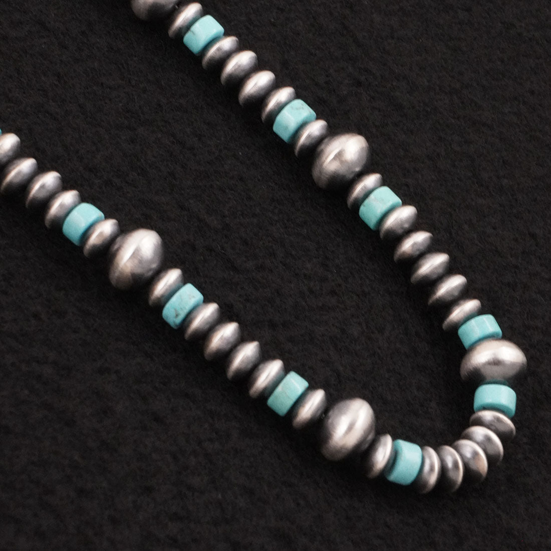 Crystal Haley Turquoise & Sterling Silver Navajo Pearl Necklace 20"