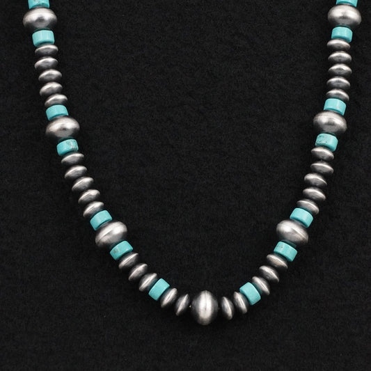 Crystal Haley Turquoise & Sterling Silver Navajo Pearl Necklace 20"