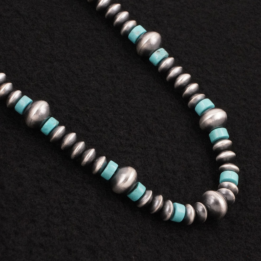 Crystal Haley Turquoise & Sterling Silver Navajo Pearl Necklace 20"
