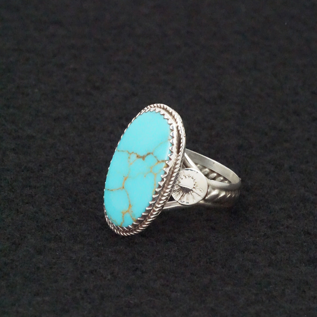 Ernest Hawthorne Turquoise & Sterling Silver Ring Size 7.5