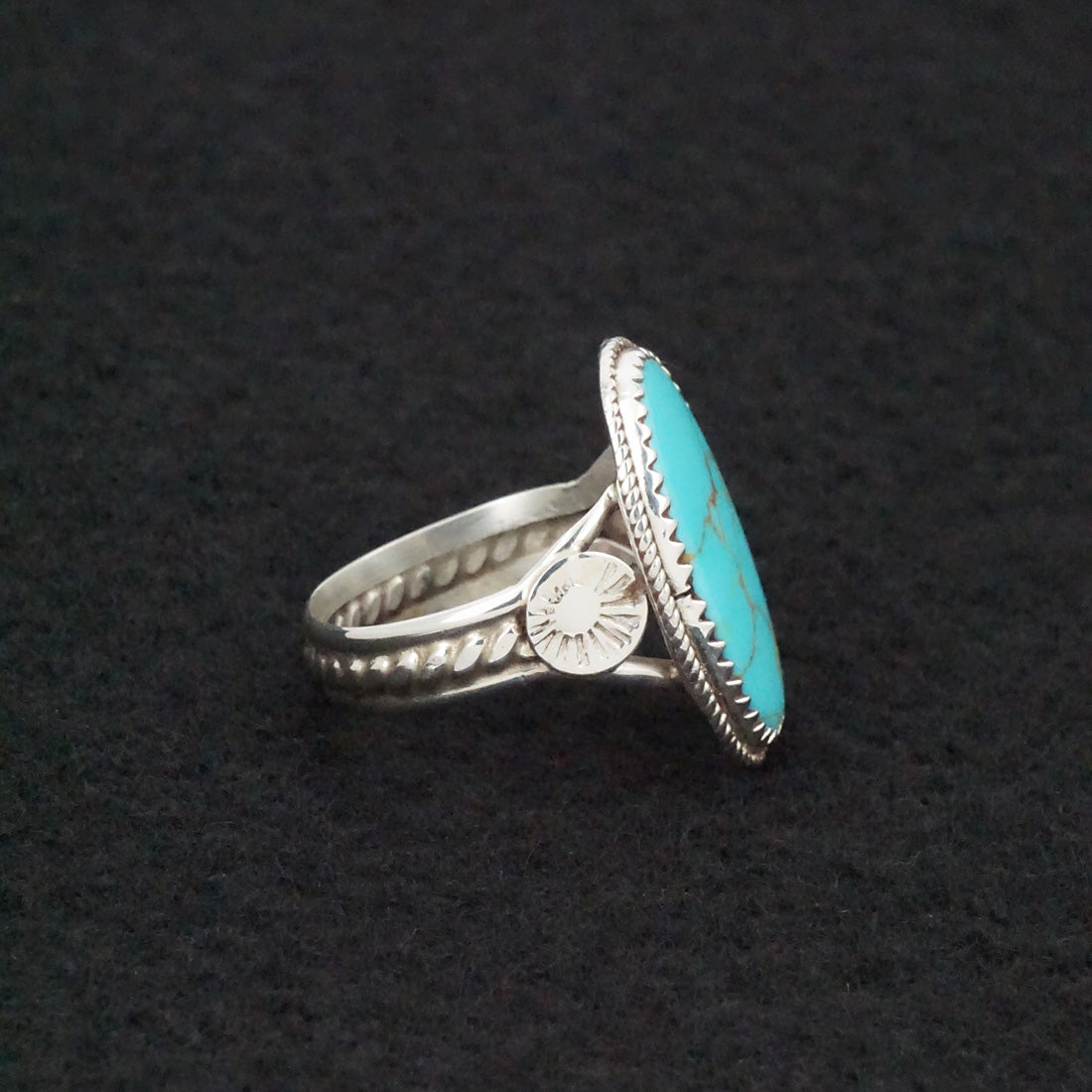 Ernest Hawthorne Turquoise & Sterling Silver Ring Size 7.5