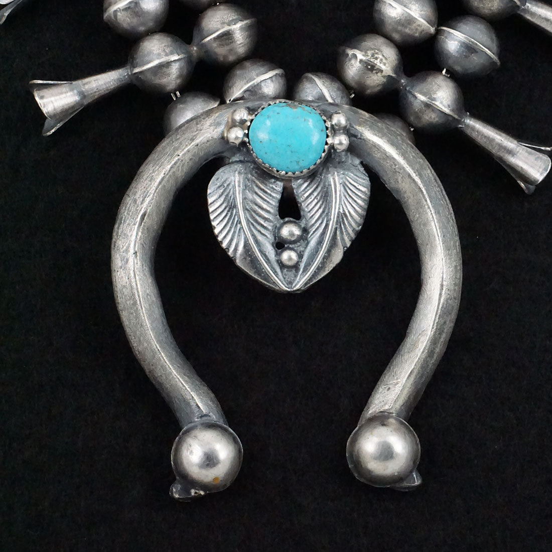 Gilbert Martin Turquoise & Sterling Silver Squash Blossom Necklace & Earrings