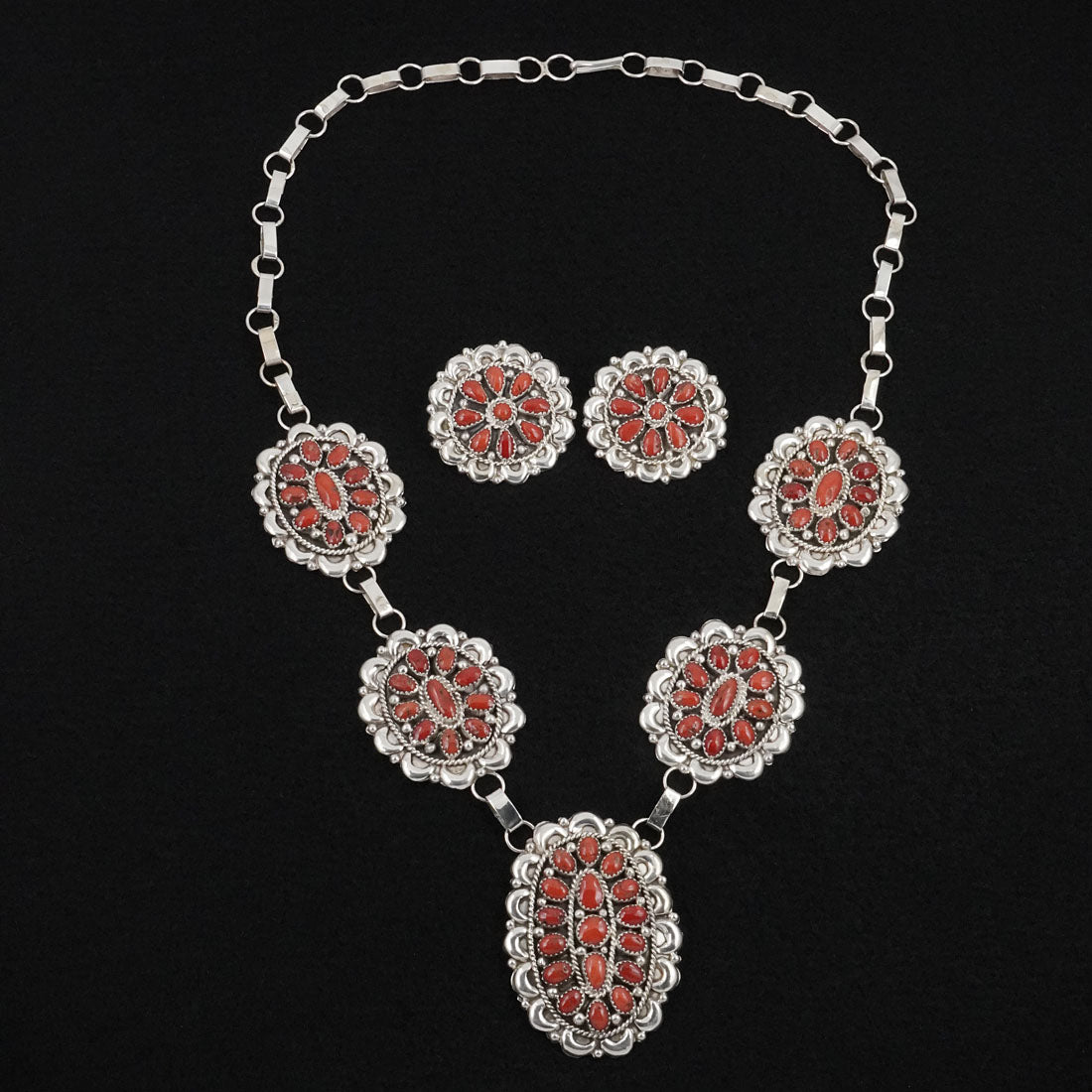Eunice Wilson Coral & Sterling Silver Necklace Set
