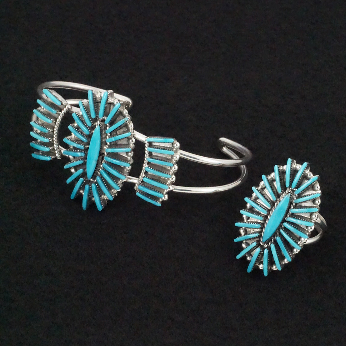 Carla Laconsello Turquoise & Sterling Silver Bracelet & Ring Set