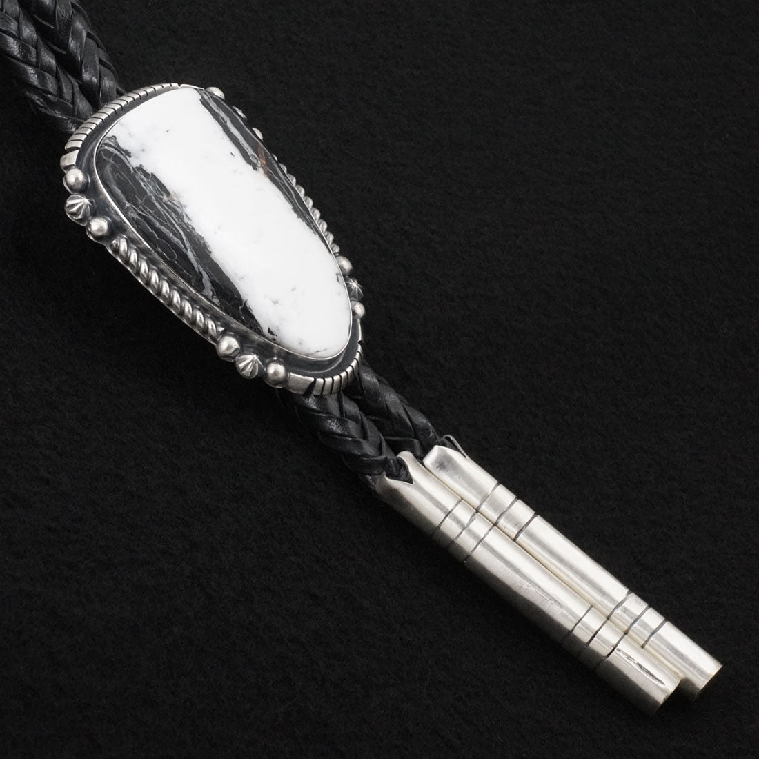 Bob Becenti White Buffalo & Sterling Silver Bolo Tie