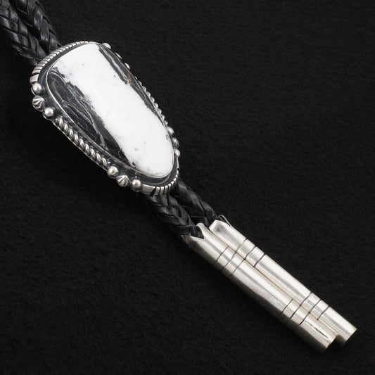 Bob Becenti White Buffalo & Sterling Silver Bolo Tie
