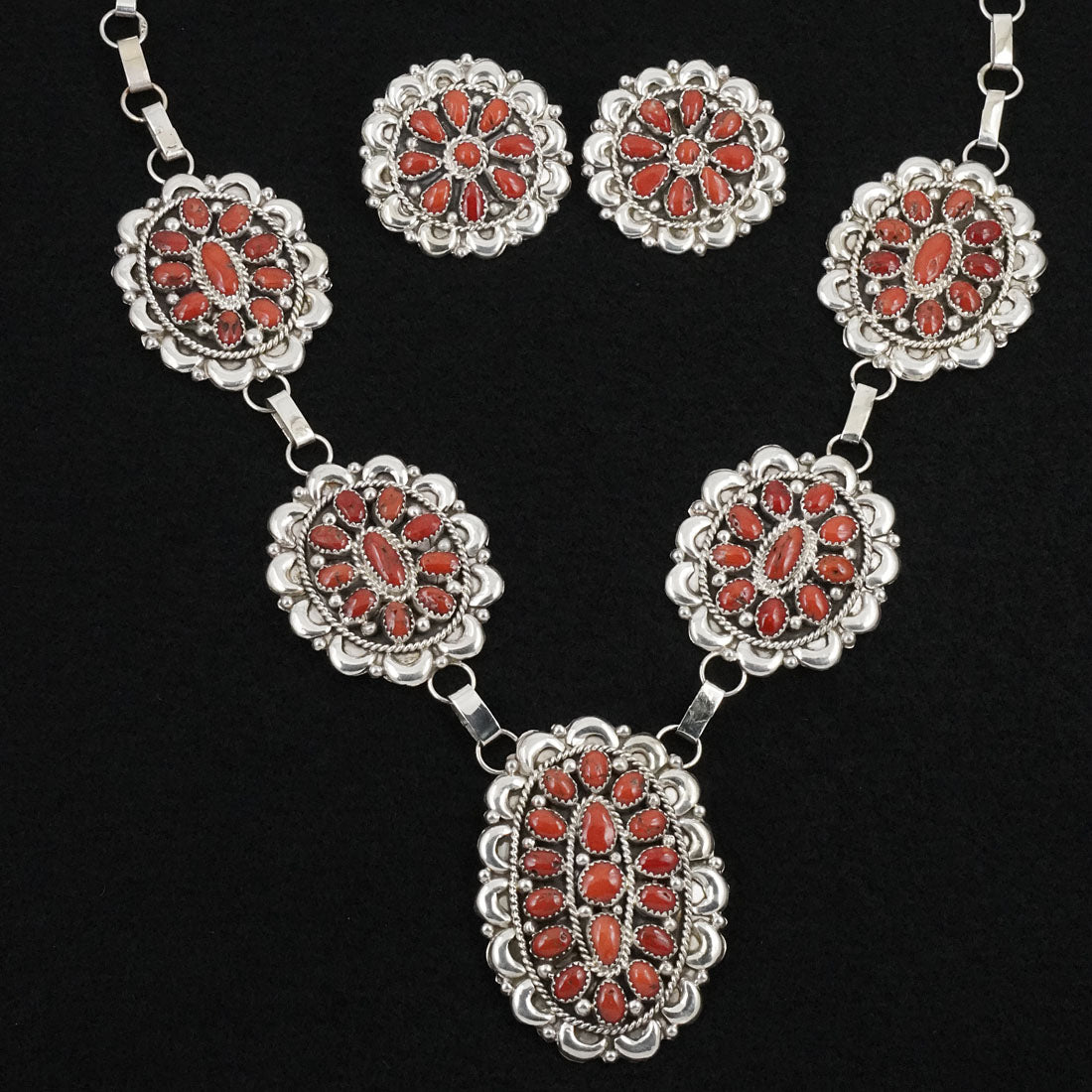 Eunice Wilson Coral & Sterling Silver Necklace Set