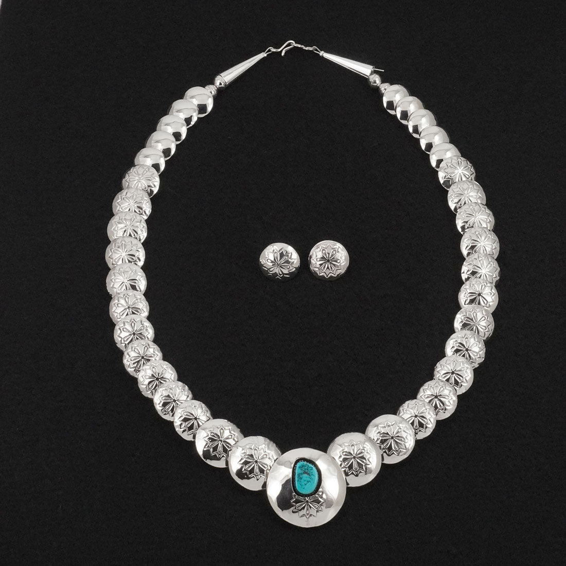 Tim Thompson Turquoise & Sterling Silver Necklace & Earrings Set