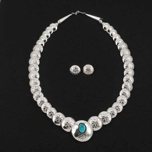 Tim Thompson Turquoise & Sterling Silver Necklace & Earrings Set