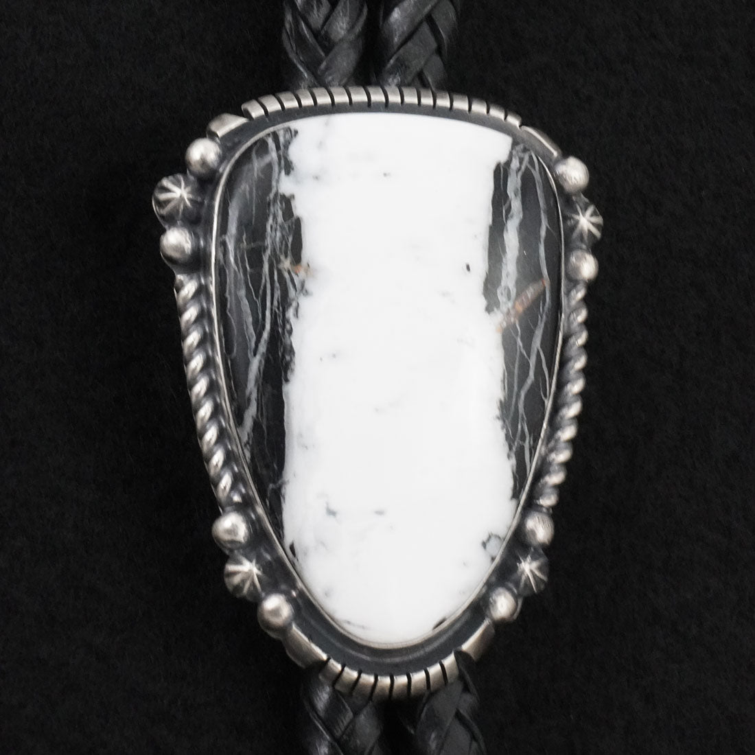 Bob Becenti White Buffalo & Sterling Silver Bolo Tie
