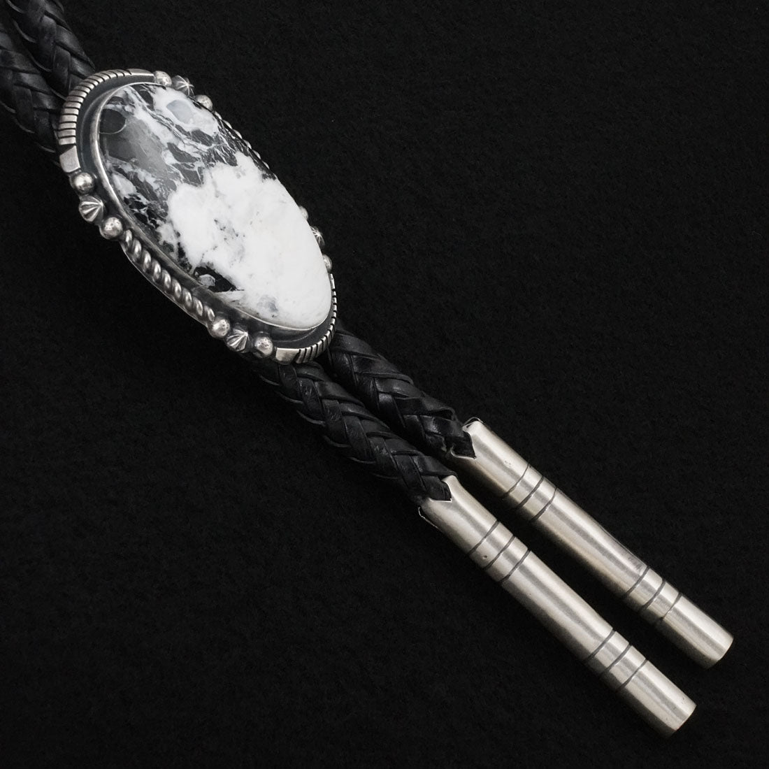 Bob Becenti White Buffalo & Sterling Silver Bolo Tie