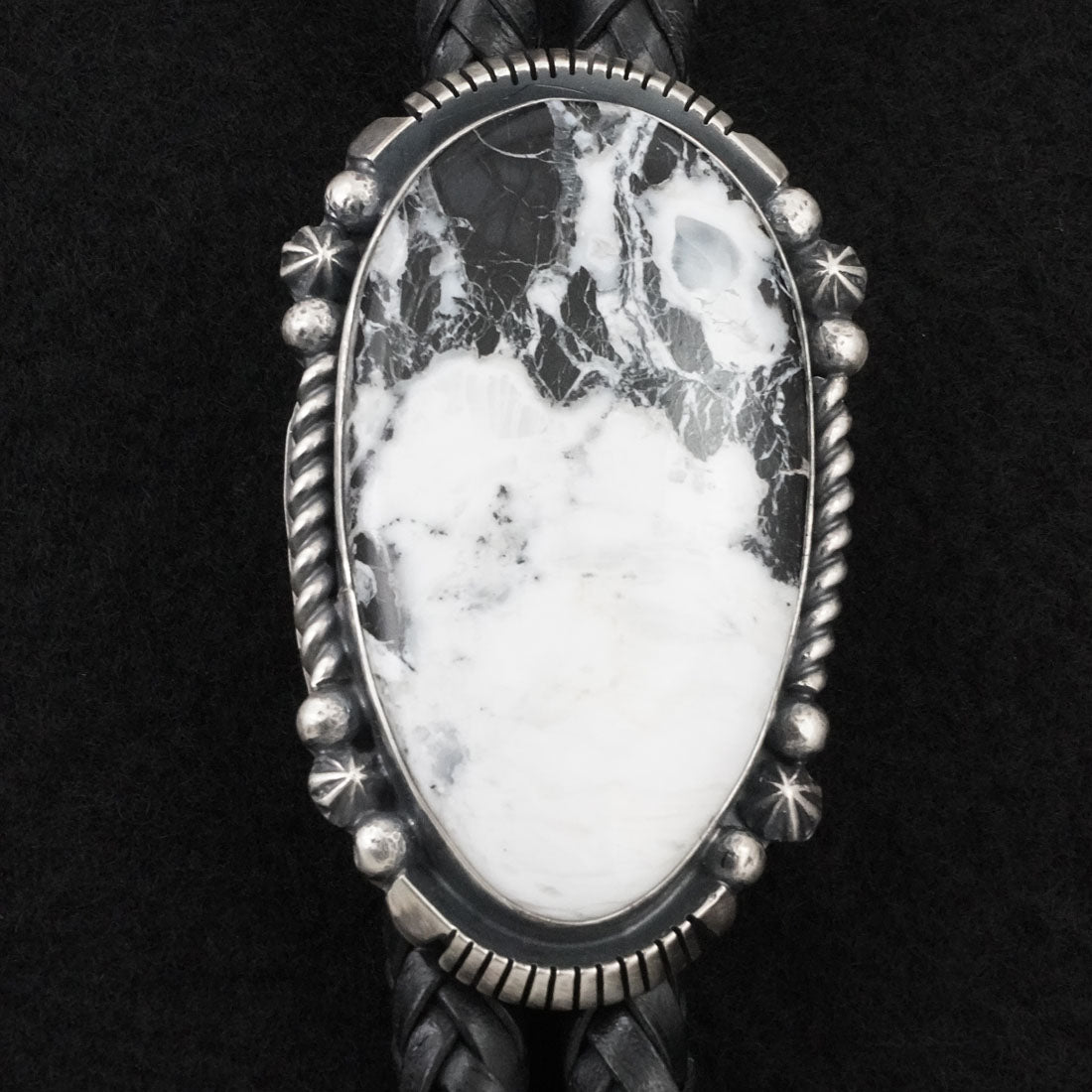 Bob Becenti White Buffalo & Sterling Silver Bolo Tie