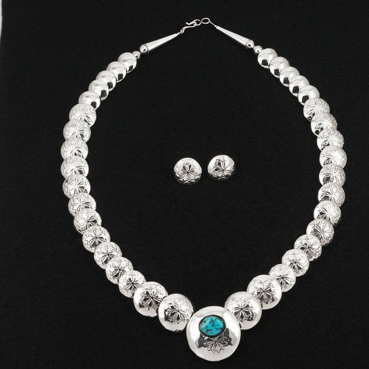Tim Thompson Turquoise & Sterling Silver Necklace & Earrings Set