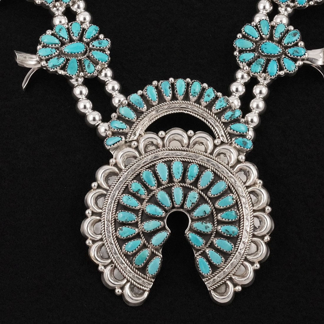 Justina Wilson Turquoise & Sterling Silver Squash Blossom Set