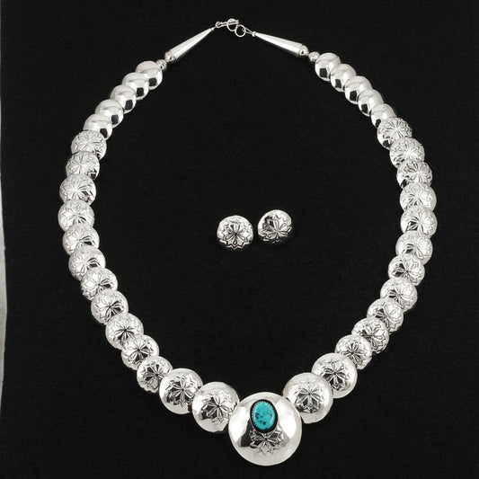 Tim Thompson Turquoise & Sterling Silver Necklace & Earrings Set