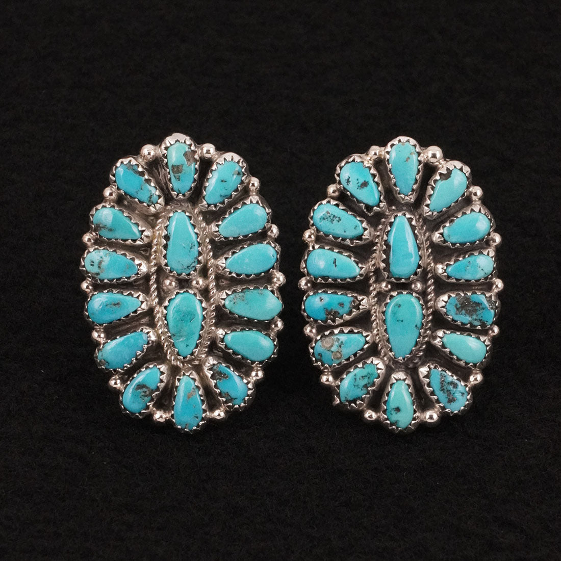 Justina Wilson Turquoise & Sterling Silver Squash Blossom Set