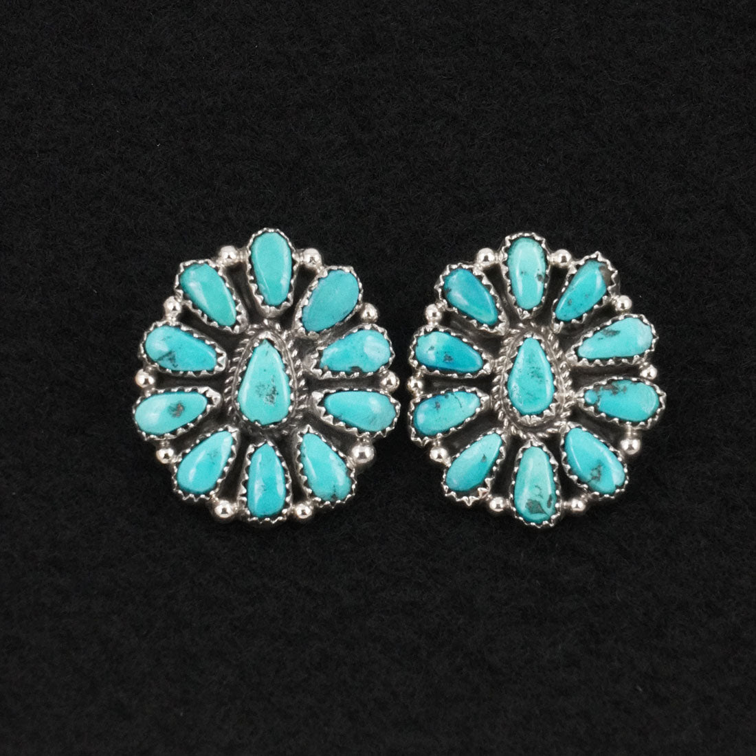 Justina Wilson Turquoise & Sterling Silver Squash Blossom Set