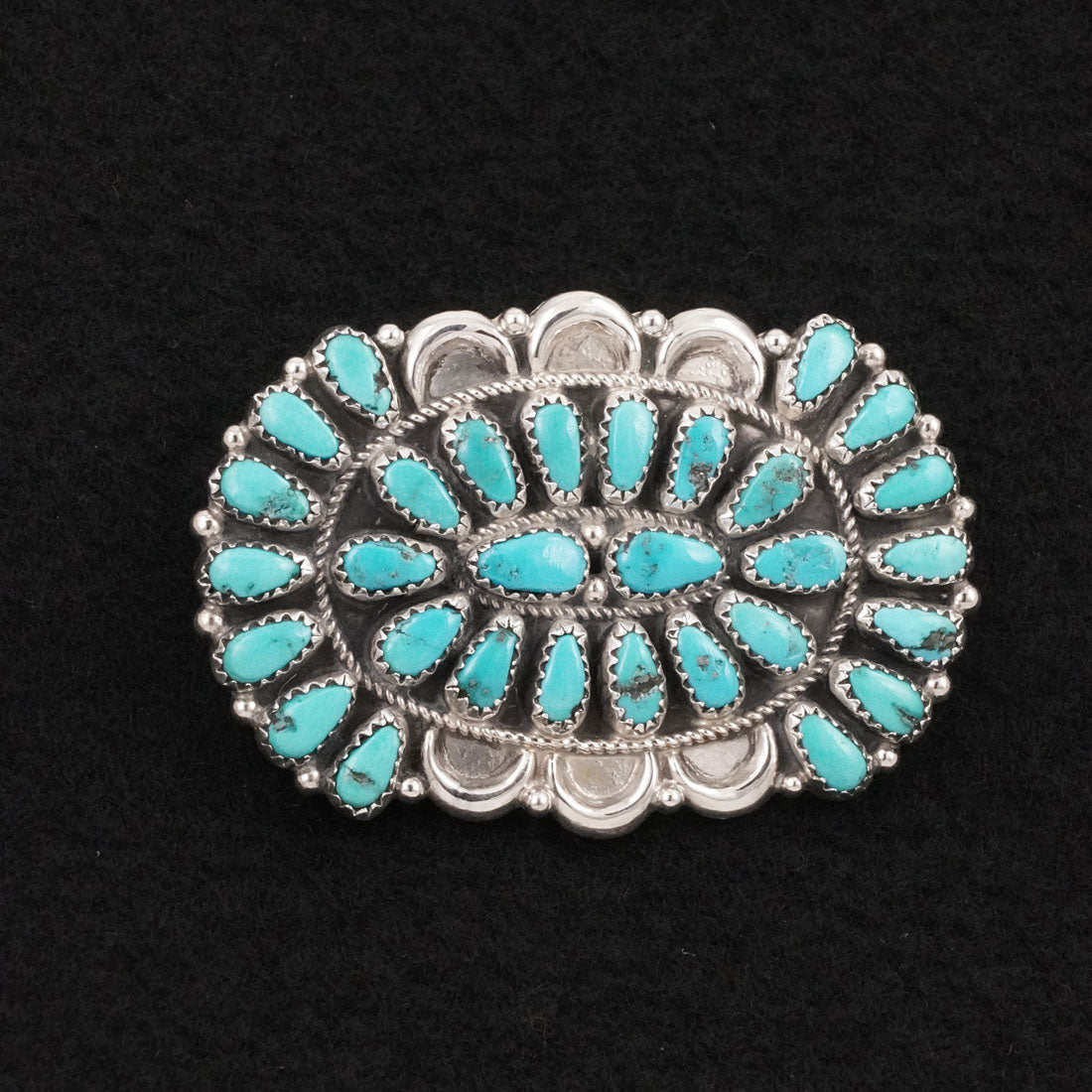 Justina Wilson Turquoise & Sterling Silver Squash Blossom Set