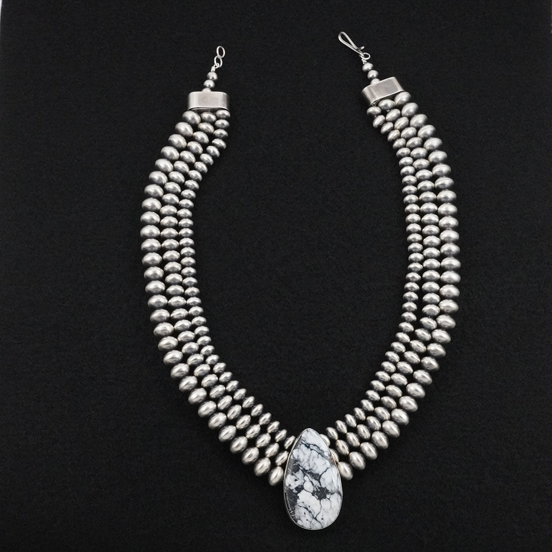 Eugene Gruber, Bryannen Halwood White Buffalo & Sterling Silver Navajo Pearl Necklace