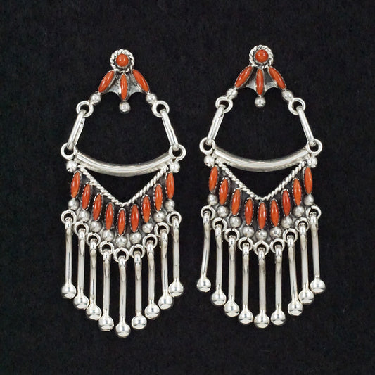 Stuart Natewa Coral & Sterling Silver Earrings