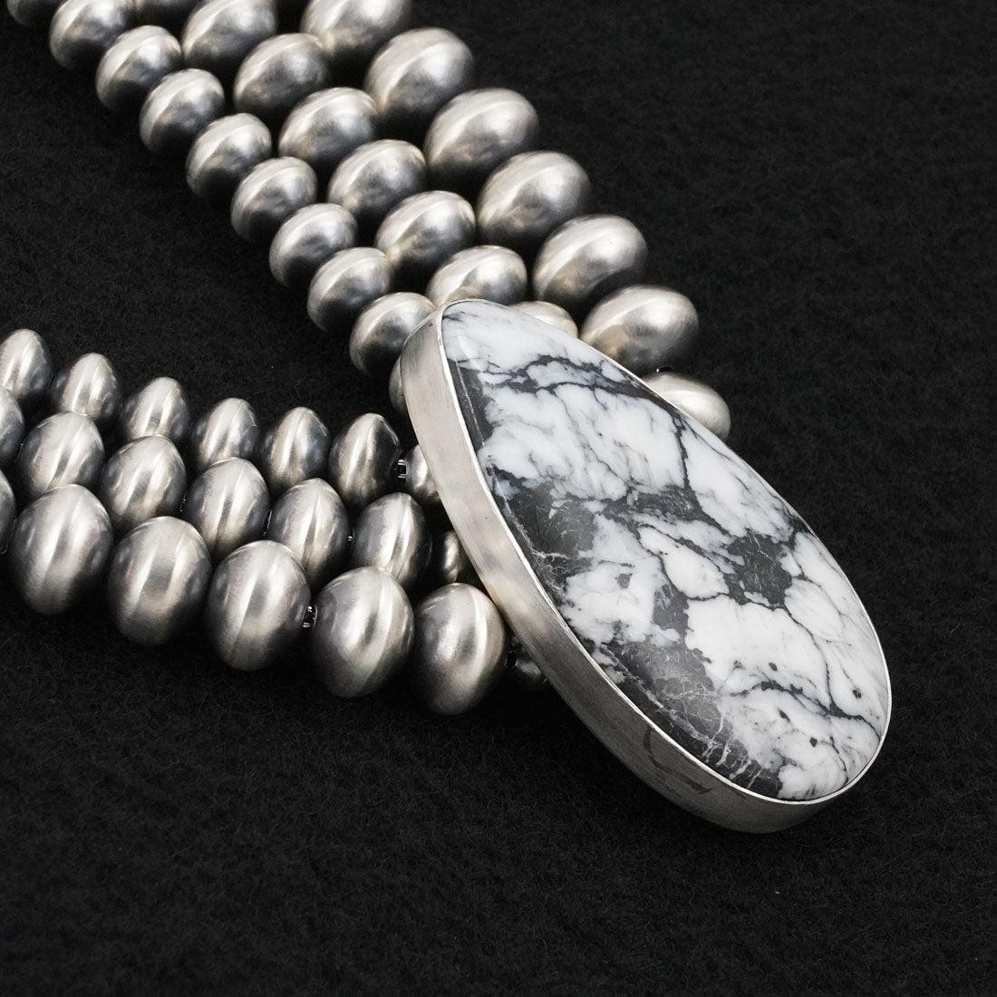 Eugene Gruber, Bryannen Halwood White Buffalo & Sterling Silver Navajo Pearl Necklace