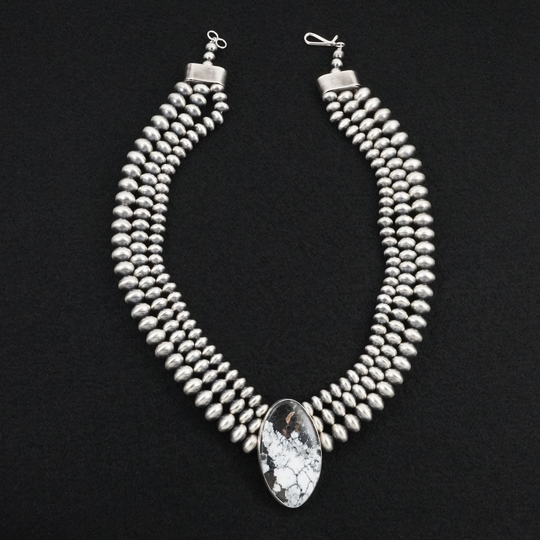 Eugene Gruber, Bryannen Halwood White Buffalo & Sterling Silver Navajo Pearl Necklace