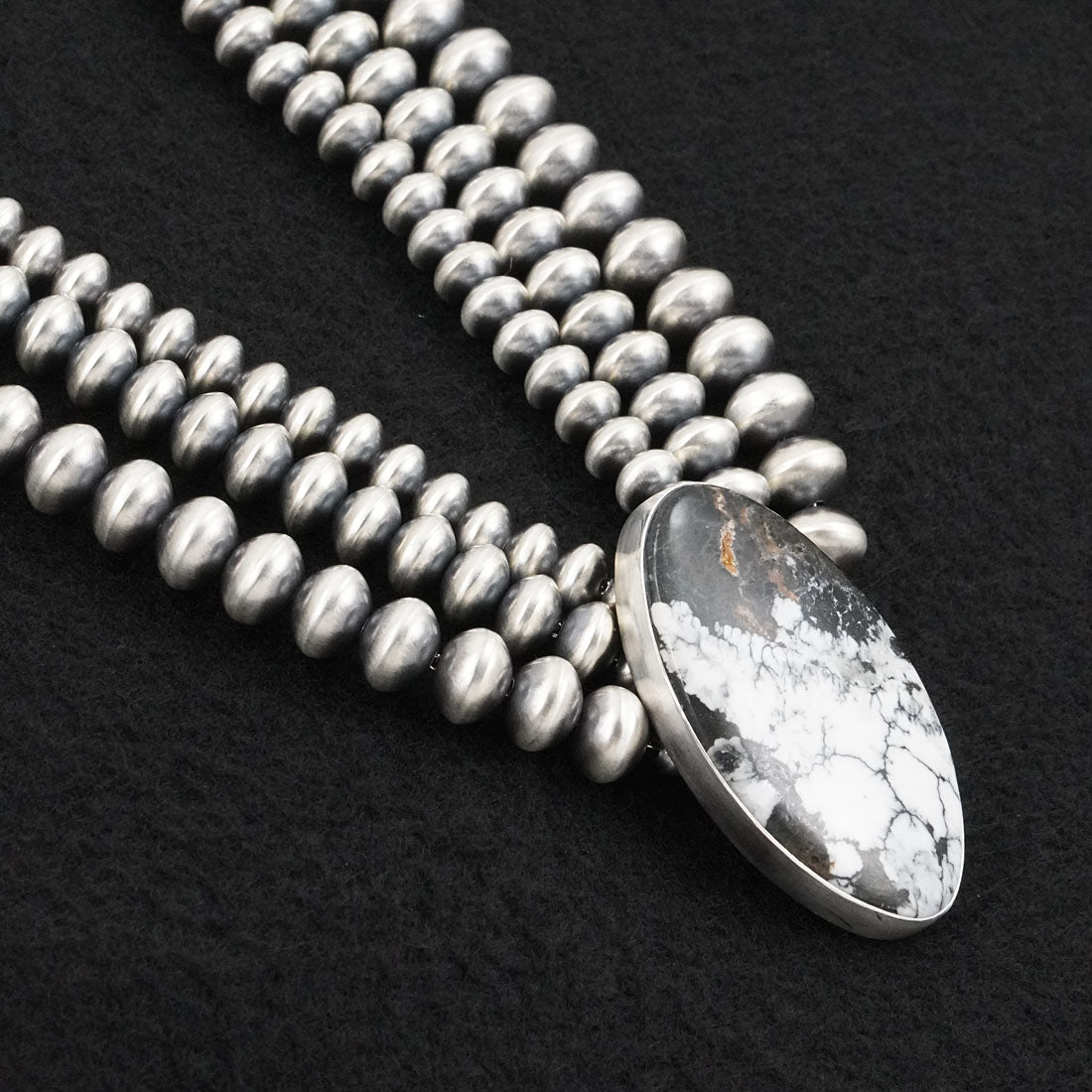 Eugene Gruber, Bryannen Halwood White Buffalo & Sterling Silver Navajo Pearl Necklace