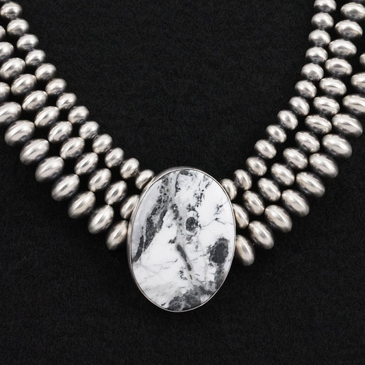Eugene Gruber, Bryannen Halwood White Buffalo & Sterling Silver Navajo Pearl Necklace