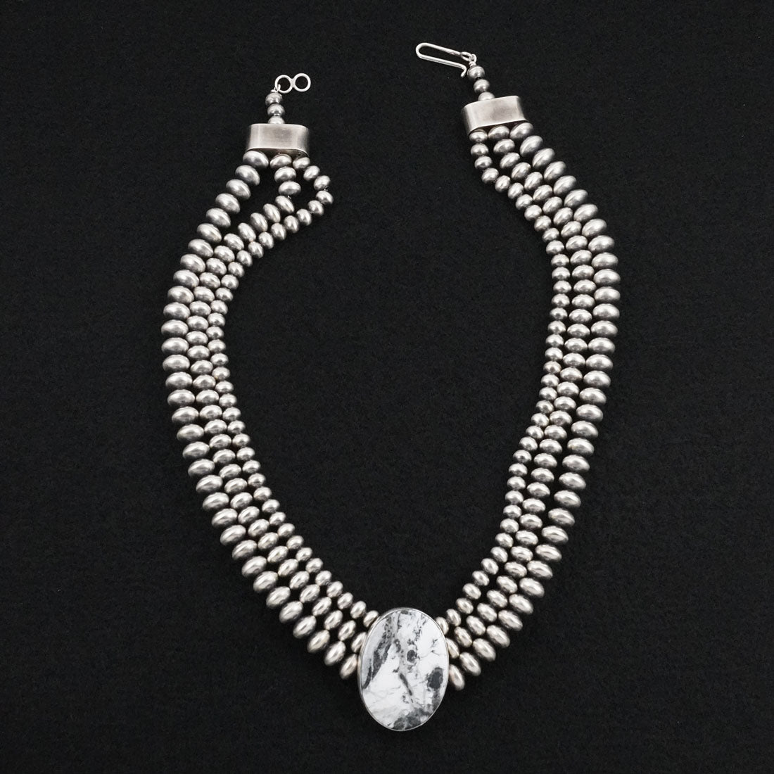 Eugene Gruber, Bryannen Halwood White Buffalo & Sterling Silver Navajo Pearl Necklace