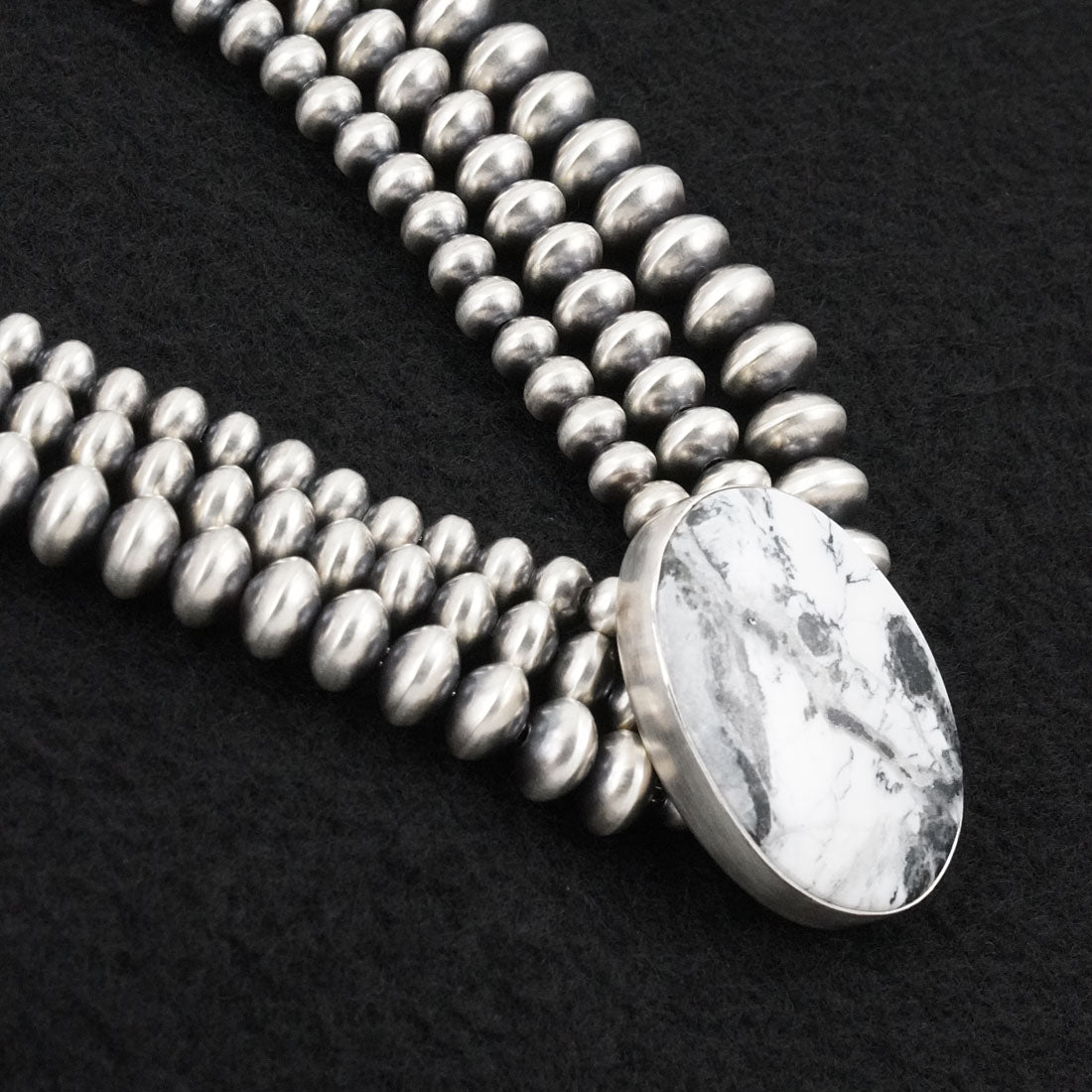 Eugene Gruber, Bryannen Halwood White Buffalo & Sterling Silver Navajo Pearl Necklace