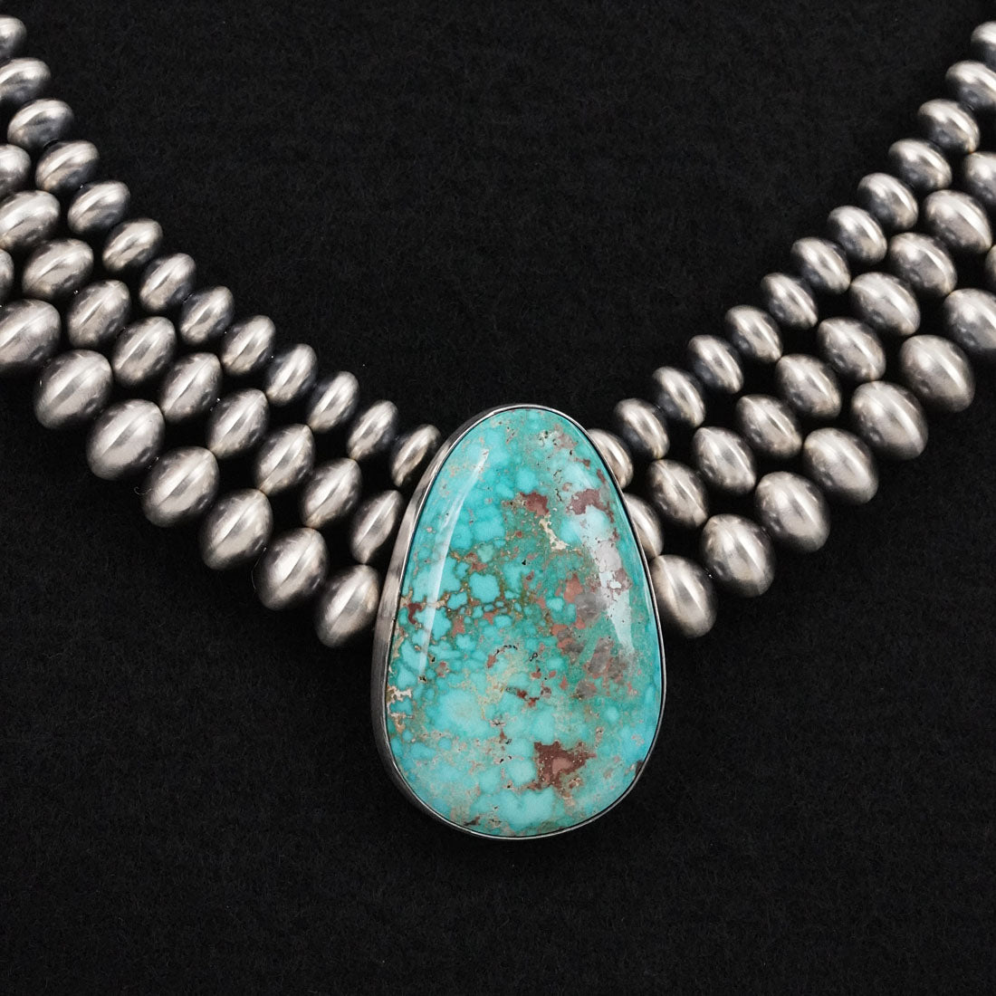 Eugene Gruber, Bryannen Halwood Turquoise & Sterling Silver Navajo Pearl Necklace