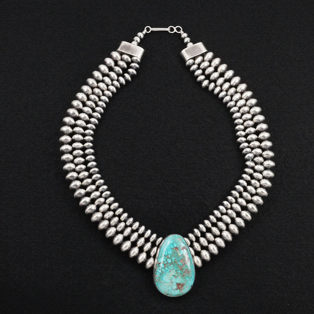 Eugene Gruber, Bryannen Halwood Turquoise & Sterling Silver Navajo Pearl Necklace