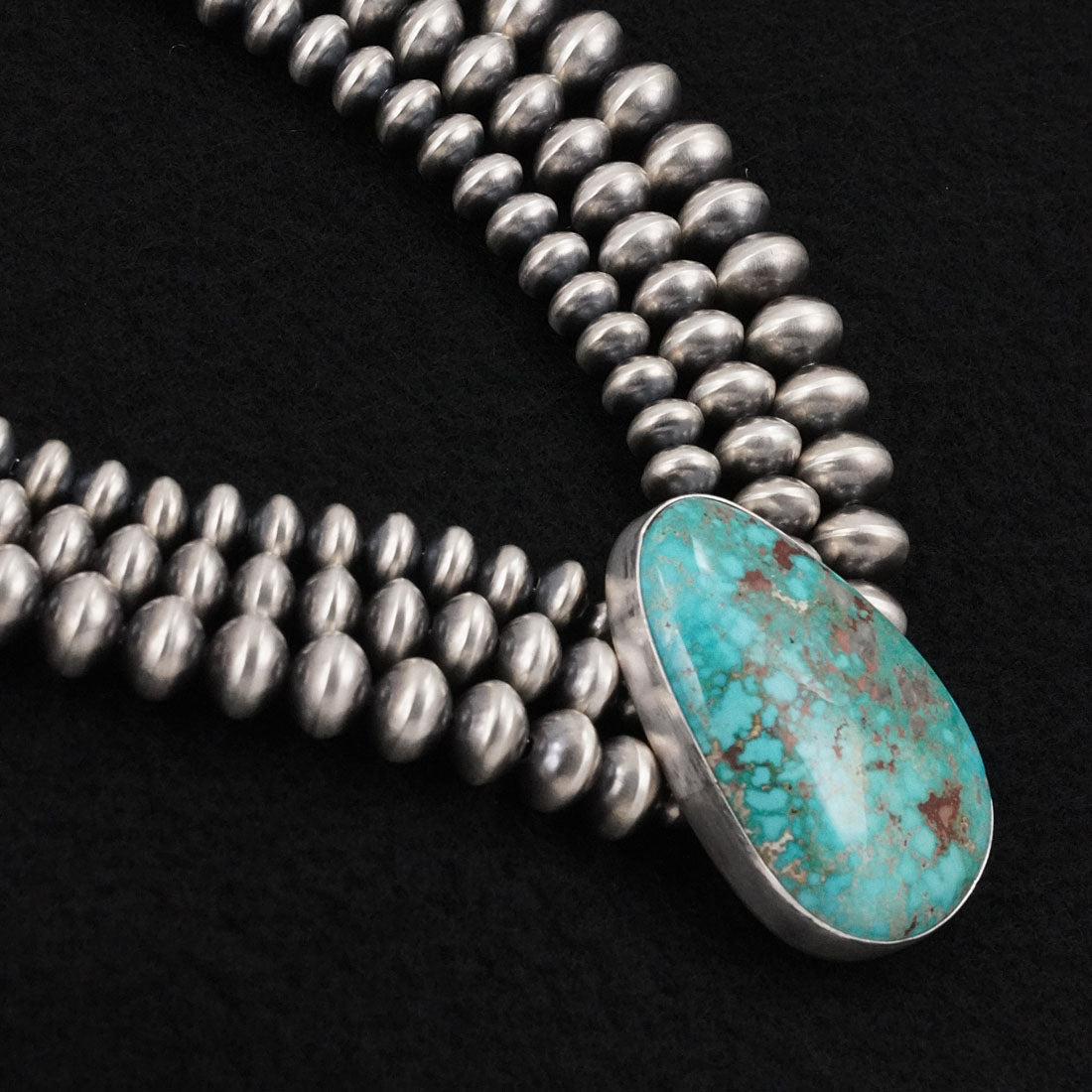 Eugene Gruber, Bryannen Halwood Turquoise & Sterling Silver Navajo Pearl Necklace