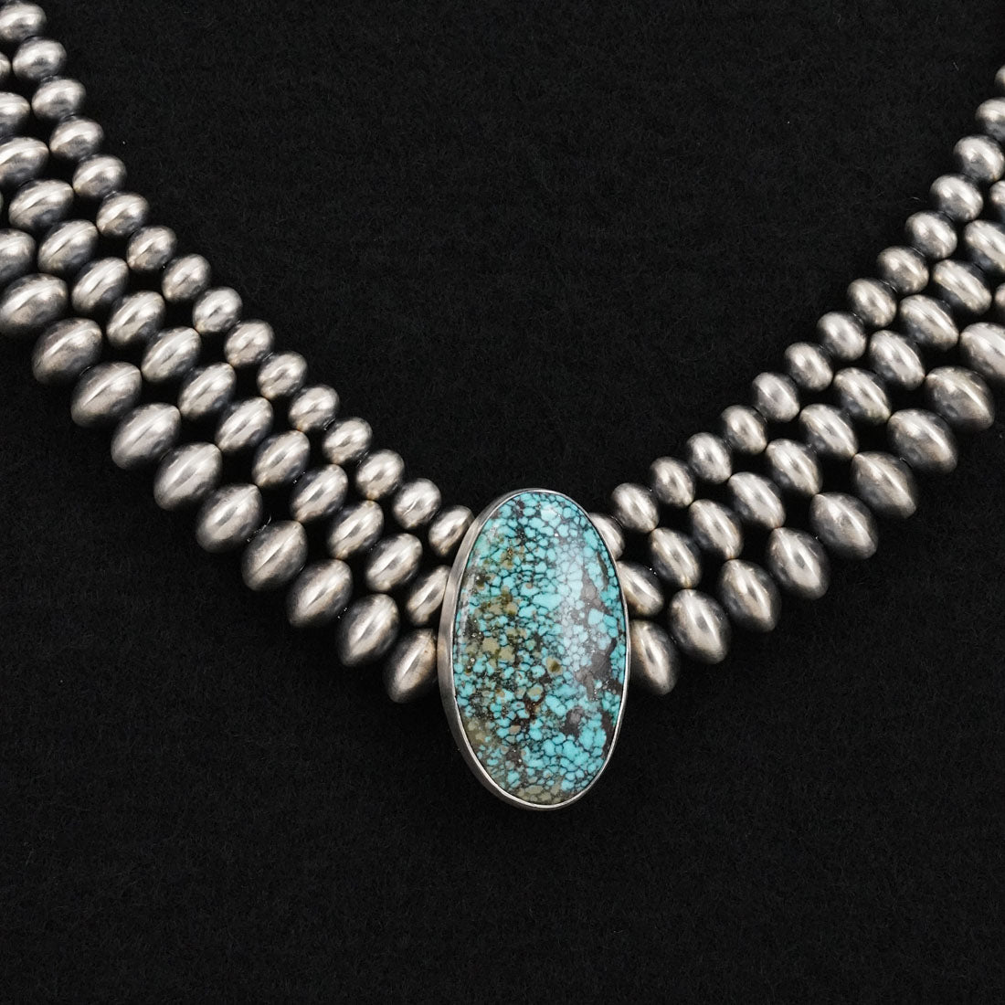 Eugene Gruber, Bryannen Halwood Turquoise & Sterling Silver Navajo Pearl Necklace