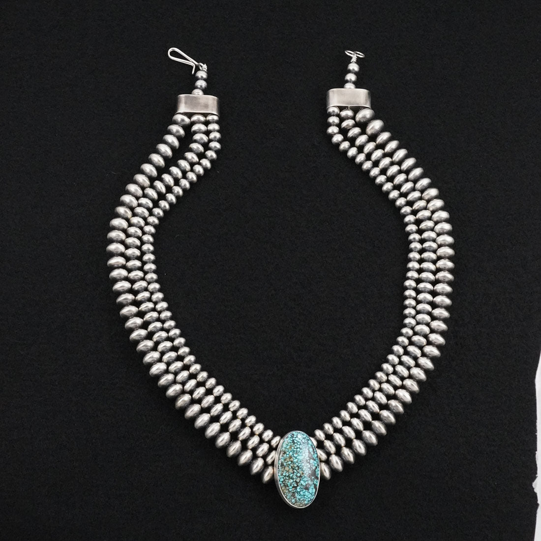 Eugene Gruber, Bryannen Halwood Turquoise & Sterling Silver Navajo Pearl Necklace