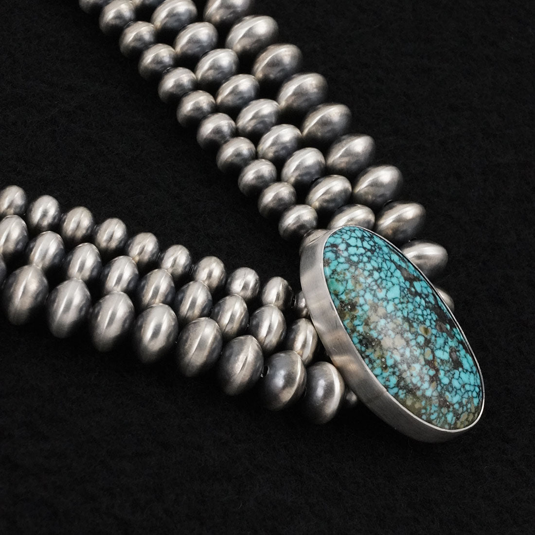 Eugene Gruber, Bryannen Halwood Turquoise & Sterling Silver Navajo Pearl Necklace