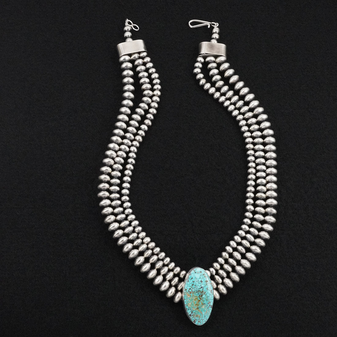 Eugene Gruber, Bryannen Halwood Turquoise & Sterling Silver Navajo Pearl Necklace