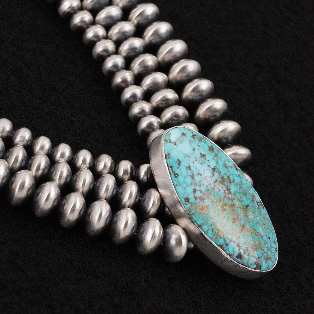 Eugene Gruber, Bryannen Halwood Turquoise & Sterling Silver Navajo Pearl Necklace