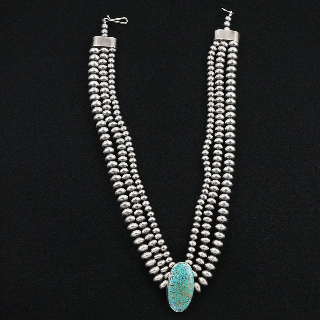 Eugene Gruber, Bryannen Halwood Turquoise & Sterling Silver Navajo Pearl Necklace