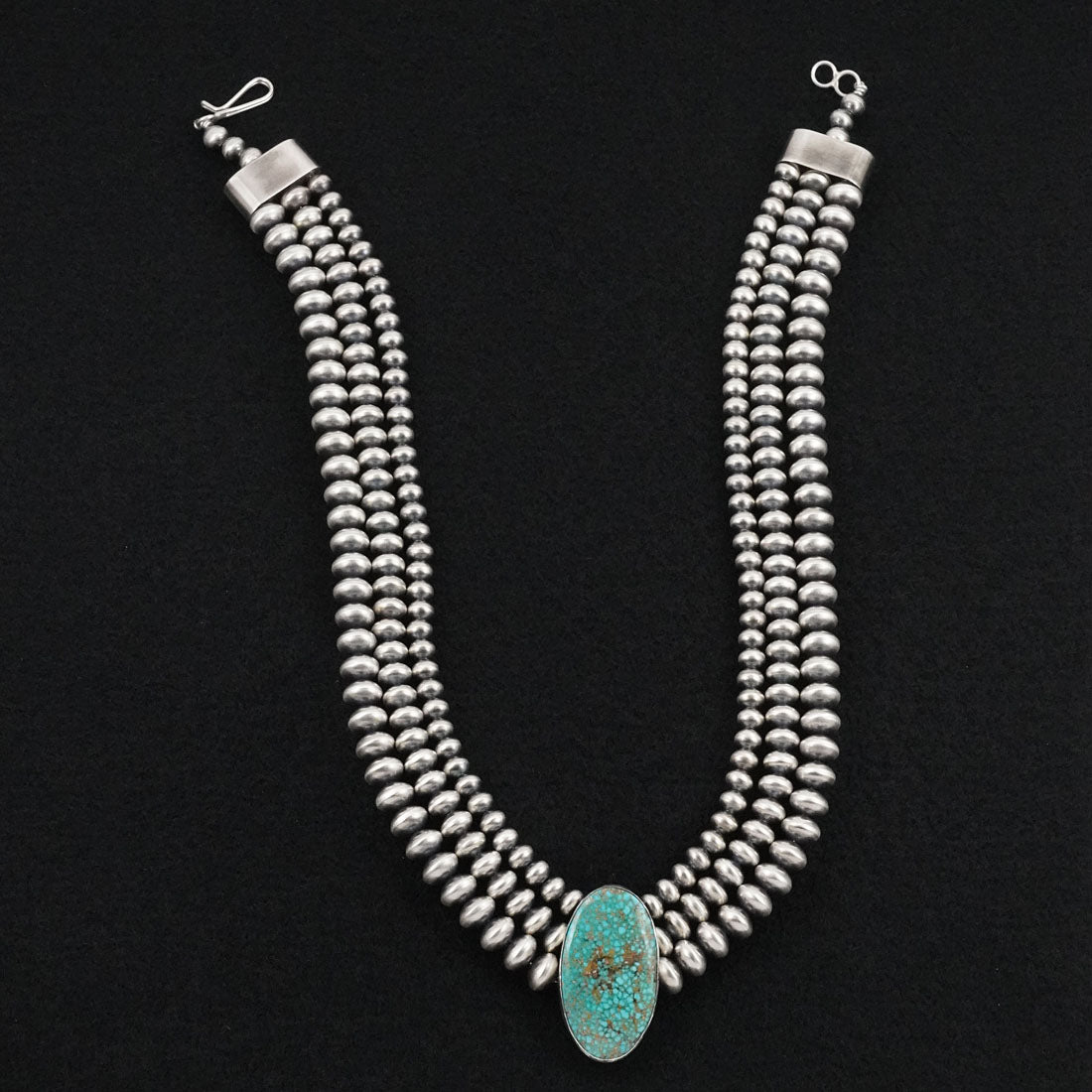 Eugene Gruber, Bryannen Halwood Turquoise & Sterling Silver Navajo Pearl Necklace