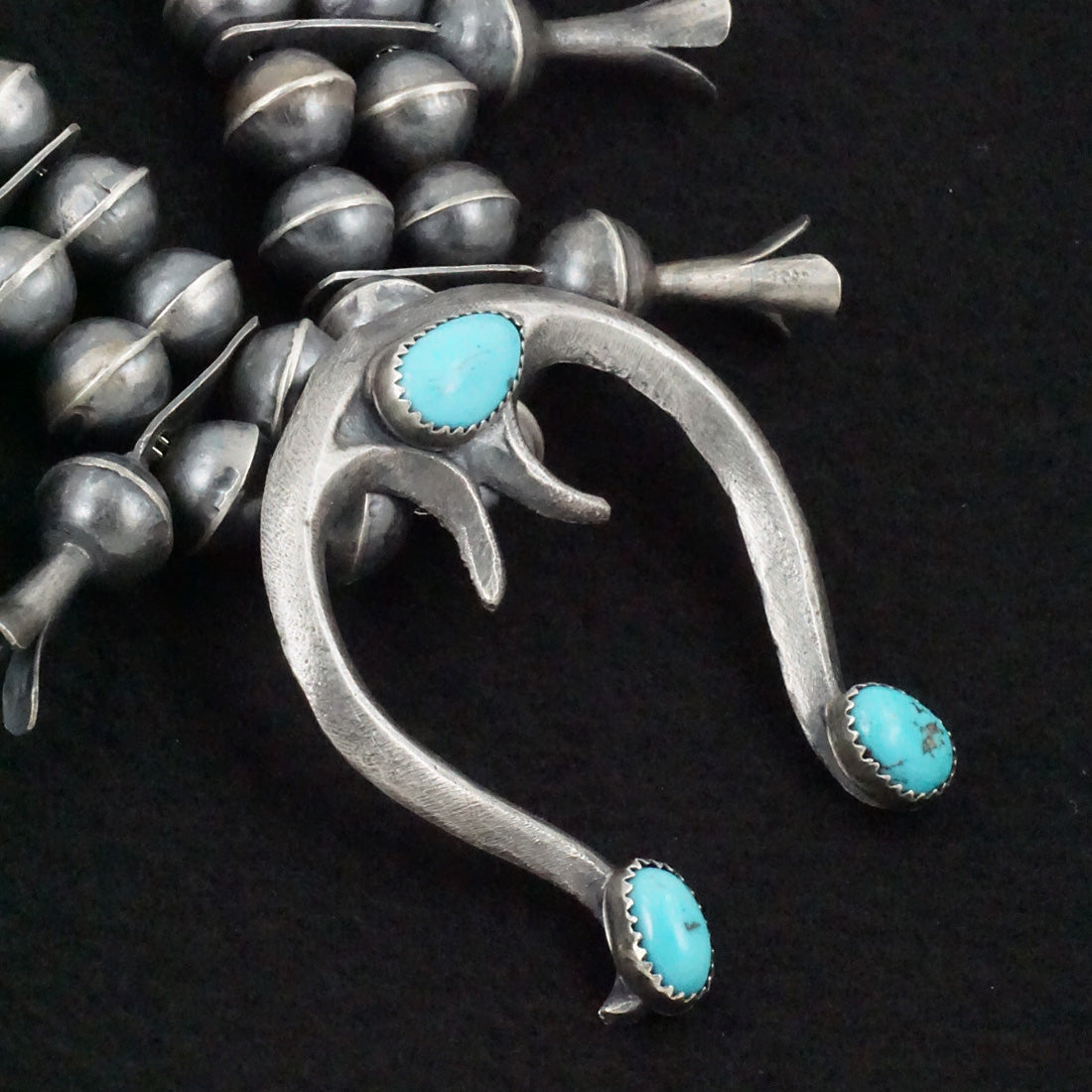 Gilbert Martin Turquoise & Sterling Silver Squash Blossom Necklace & Earrings