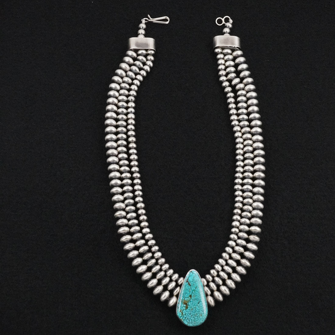 Eugene Gruber, Bryannen Halwood Turquoise & Sterling Silver Navajo Pearl Necklace