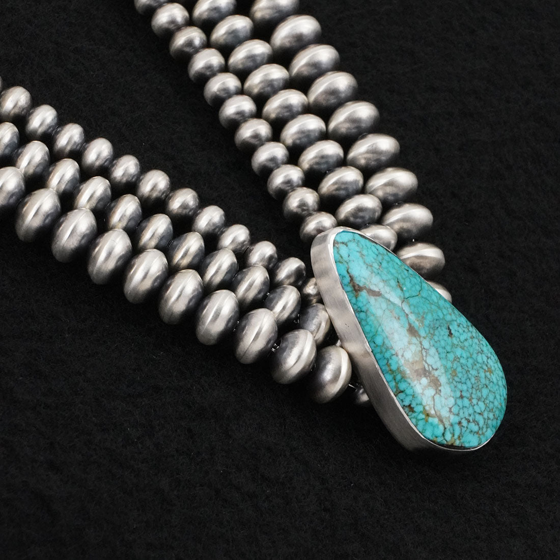 Eugene Gruber, Bryannen Halwood Turquoise & Sterling Silver Navajo Pearl Necklace